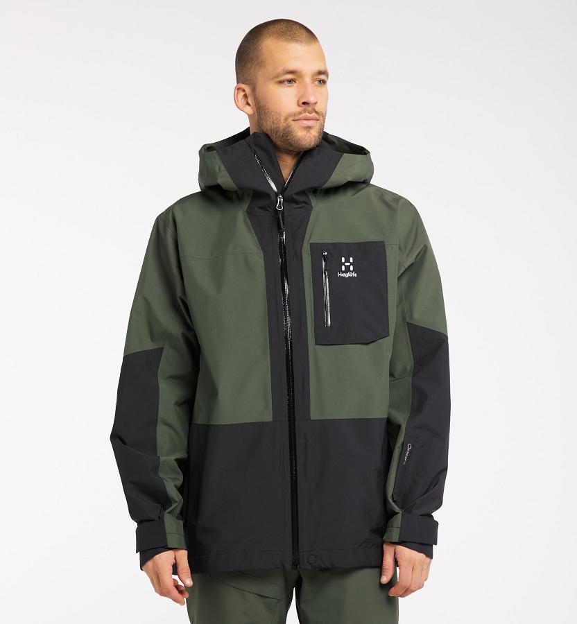 Haglöfs Mens Lumi Hiking Jacket Dark Green/Black New Zealand 63015FSRD
